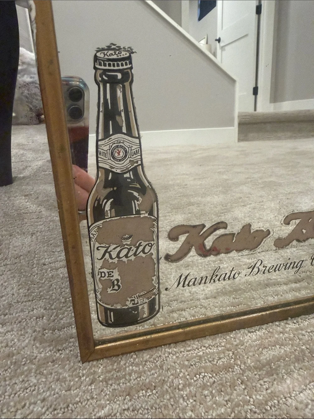 Kato Beers Vintage Style Decorative Wall Mirror - Brown Frame Mankato brewing co